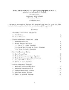 FIRST-ORDER ORDINARY DIFFERENTIAL EQUATIONS I