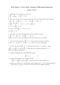 Prob Sheet 1: First Order Ordinary Differential Equations