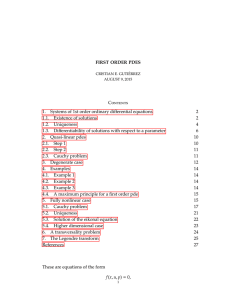 FIRST ORDER PDES Contents 1. Systems of 1st order ordinary