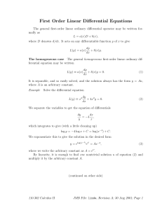First Order Linear Differential Equations