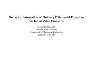 Numerical Integration of Ordinary Differential Equations for Initial