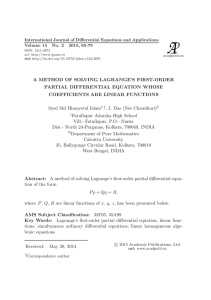 A METHOD OF SOLVING LAGRANGE`S FIRST