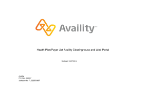 Health Plan/Payer List Availity Clearinghouse and Web Portal