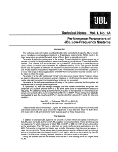 Performance Parameters of JBL Low