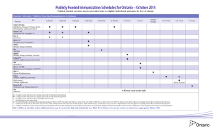 Publicly Funded Immunization Schedules for Ontario – October 2015