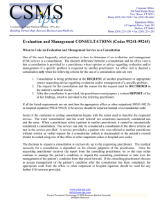 Evaluation and Management CONSULTATIONS - CSMS-IPA