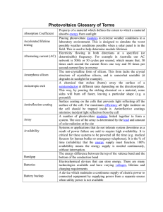 Photovoltaics Glossary of Terms