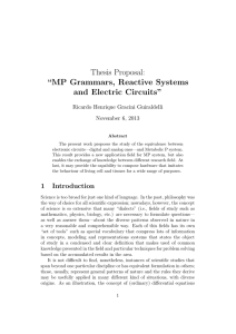 Thesis Proposal: “MP Grammars, Reactive Systems and Electric