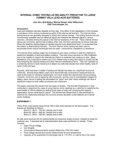 internal ohmic testing reliability predictor to large format vrla lead