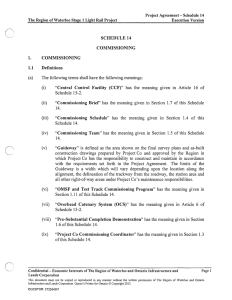 Schedule 14 Commissioning - Rapid Transit