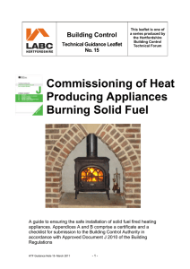 Commissioning heat producing appliances