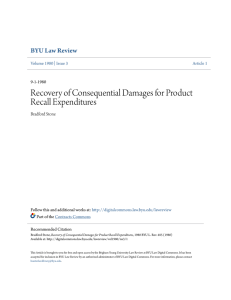 Recovery of Consequential Damages for Product Recall Expenditures