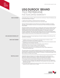 USG Durock™ Brand Tile Membrane Warranty (English)