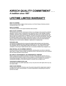 Kirsch Hardware Consumer Warranty 2009