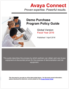 Avaya Demo Purchase Program Policy Guide - Westcon