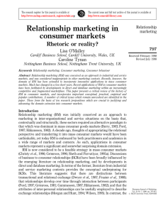 Relationship marketing in consumer markets