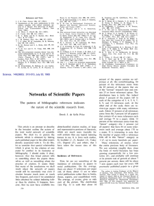 Derek J. deSolla Price "Networks of Scientific Papers:The pattern of