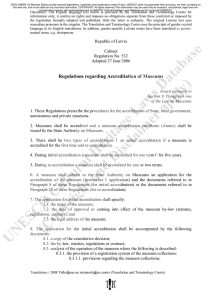 Regulations regarding Accreditation of Museums