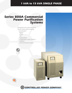 Series 800A Commercial Power Purification Systems