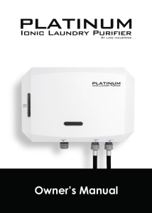 Owner`s Manual - Platinum Ionic Laundry Purifier