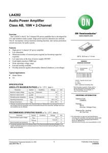 LA4282 Audio Power Amplifier Class AB, 10W × 2-Channel