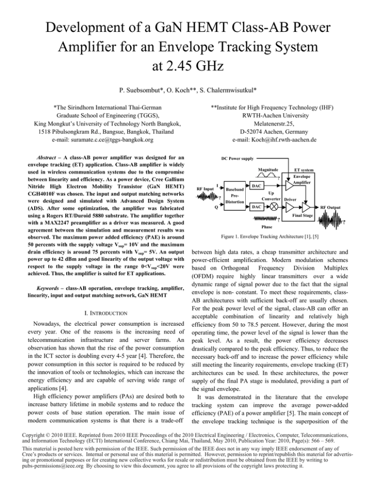 Development of a GaN HEMT Class-AB Power
