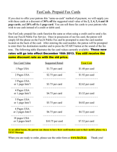 FaxCash® Prepaid Fax Cards