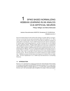 1 spike based normalizing hebbian learning in an analog vlsi