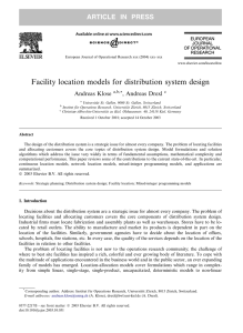 Facility location models for distribution system design