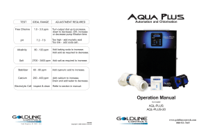 Aqua Plus Automation and Chlorination Operation Manual for AQL