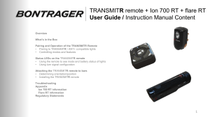 TRANSMITR remote + Ion 700 RT + flare RT User Guide / Instruction