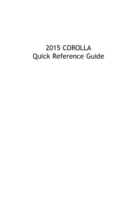 2015 COROLLA Quick Reference Guide