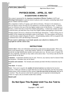 1997 AAPT/Metrologic Physics Bowl Exam