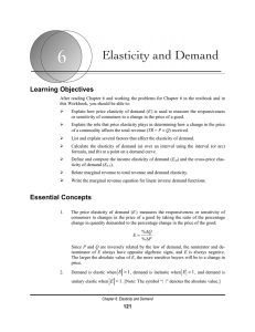 CHAPTER 6: Elasticity and Demand