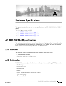 Appendix A Hardware Specifications