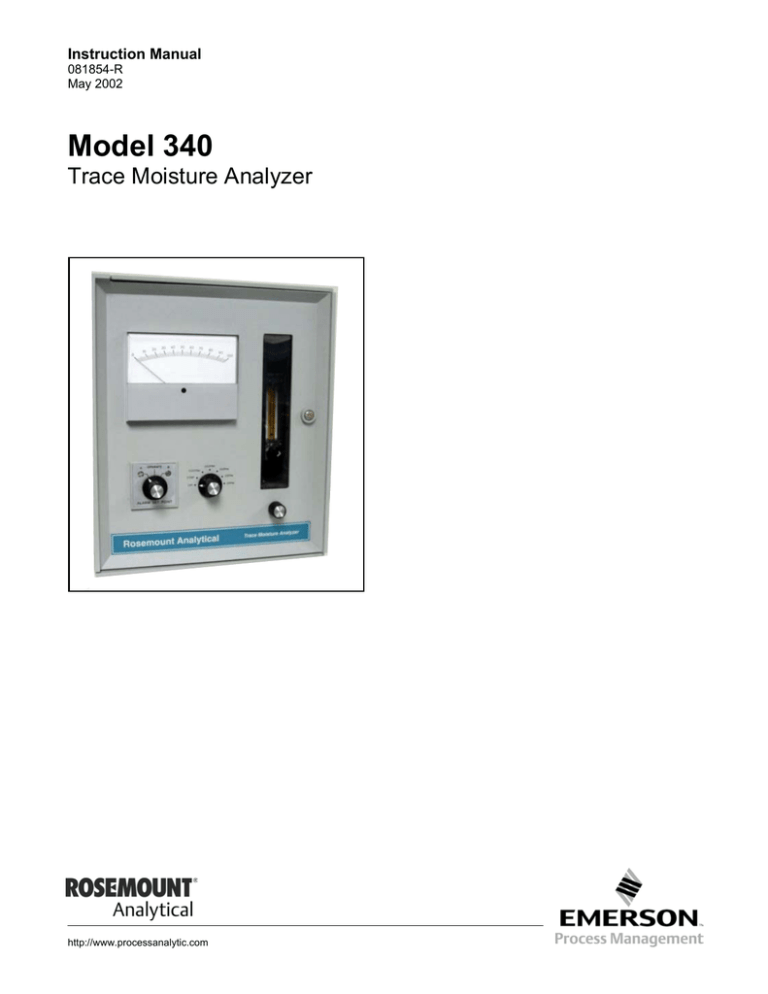340 Trace Moisture Analyzer Emerson Process Management