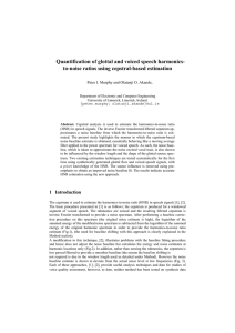 Quantification of glottal and voiced speech harmonics-to