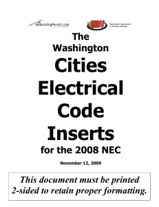 The Washington for the 2008 NEC This document must be printed 2