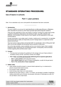 Use of lasers in schools Part 1 Laser Pointers