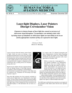 Laser-light Displays, Laser Pointers Disrupt Crewmember Vision