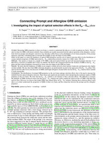 Connecting Prompt and Afterglow GRB emission I. Investigating the