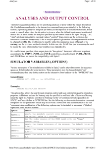 ANALYSES AND OUTPUT CONTROL