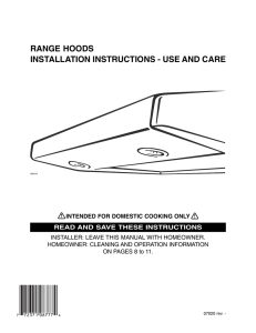 range hoods installation instructions - use and care