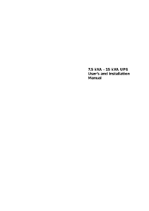 7.5 kVA - 15 kVA UPS User`s and Installation Manual