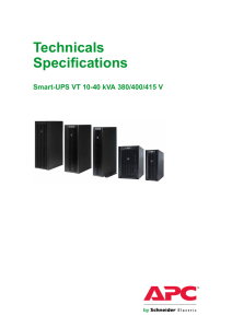 Smart-UPS VT 10-40 kVA 380/400/415 V Technical Specifications
