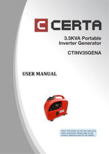 CTINV35GENA CERTA 3.5KVA Portable Inverter Generator User