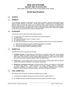 MGE UPS SYSTEMS Guide Specifications