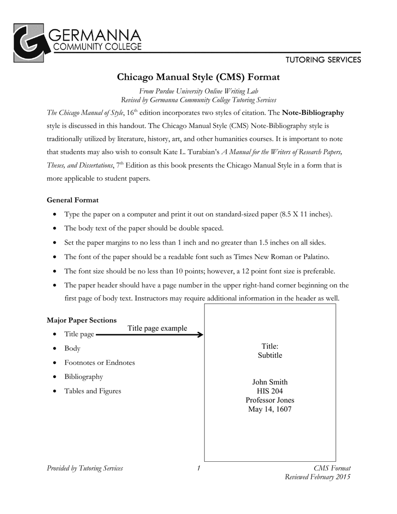 chicago manual style format essay