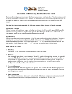 Instructions for Formatting the MS or Doctoral Thesis