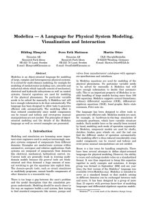 Modelica — A Language for Physical System Modeling